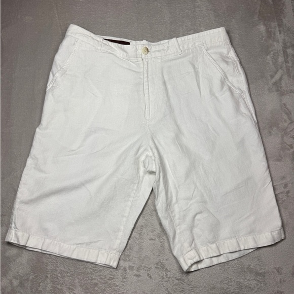 Perry Ellis Other - Perry Ellis Men’s Linen Cotton Blend Coastal Nautical White Shorts Size 34